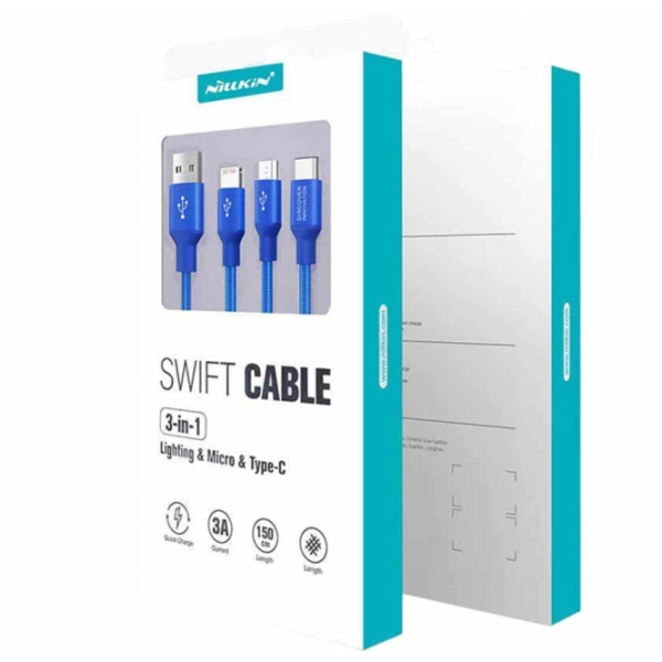 Cablu pentru telefon Nillkin Switch USB Type-A/ microUSB, USB Type-C, Lightning Blue  photo 4