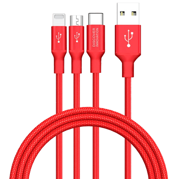 Cablu pentru telefon Nillkin Swift USB Type-A/ microUSB, USB Type-C, Lightning Red  photo 1