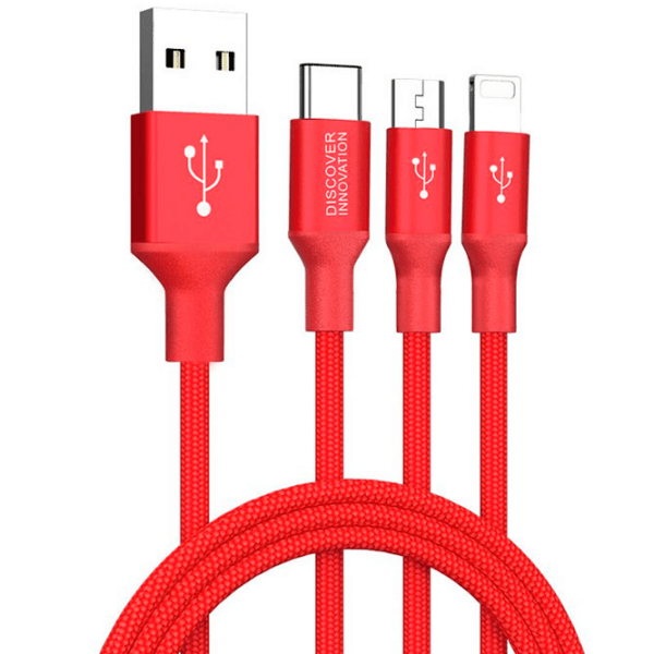 Cablu pentru telefon Nillkin Swift USB Type-A/ microUSB, USB Type-C, Lightning Red  photo 2