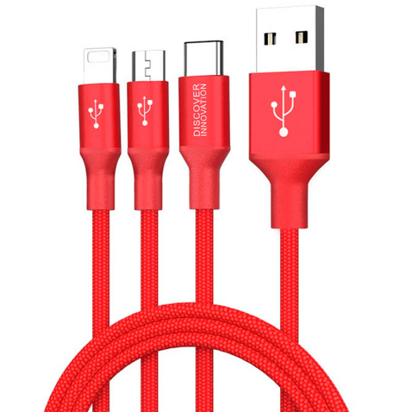Cablu pentru telefon Nillkin Swift USB Type-A/ microUSB, USB Type-C, Lightning Red  photo 3
