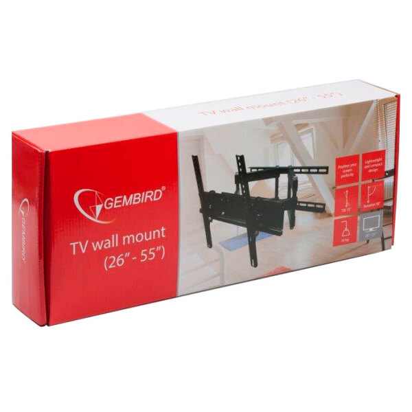 Suport TV Gembird WM-55RT-03 Black VESA 400 x 400 mm photo 3