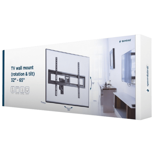 Suport TV Gembird WM-65RT-01 Black VESA 600 x 400 mm photo 2