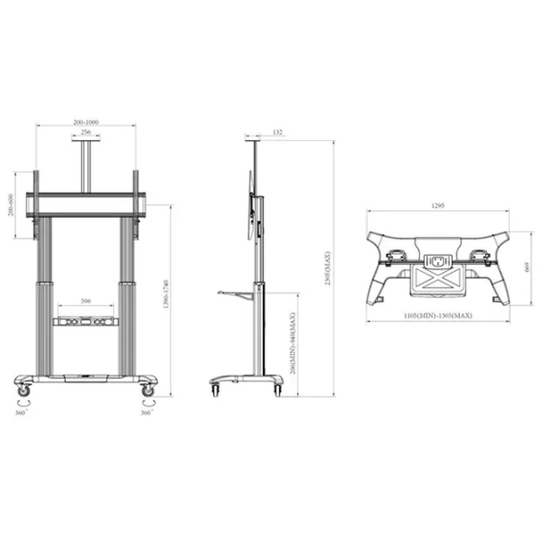 Suport TV Multibrackets M Public Floorstand Basic 150 Black VESA 600 x 400 mm photo 7