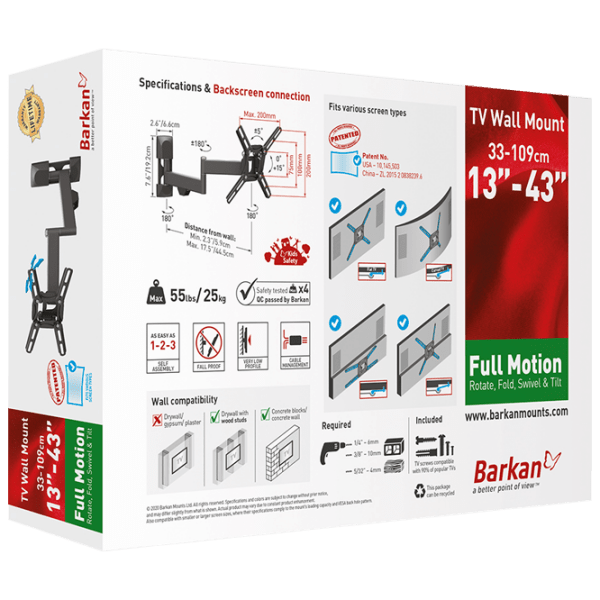 Suport TV Barkan 2400 B Black VESA 200 x 200 mm photo 4