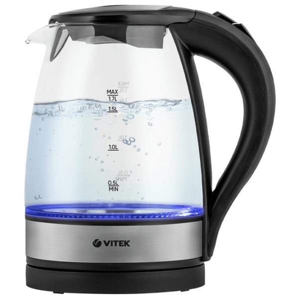 Электрочайник Vitek VT-7008TR Черный 2200 Вт, 1.7л, Внутреннее покрытие: Стекло photo 2
