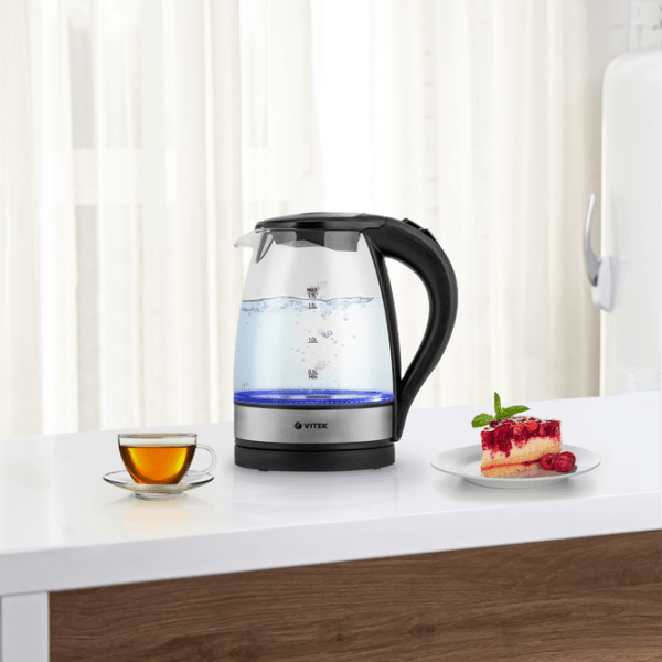 Электрочайник Vitek VT-7008TR Черный 2200 Вт, 1.7л, Внутреннее покрытие: Стекло photo 6