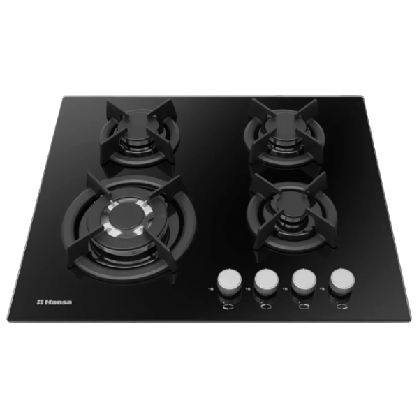 Plită încorporabilă pe gaz Hansa BHGI63112035 Black Sticlă călită, Gratare: Fontă photo 2