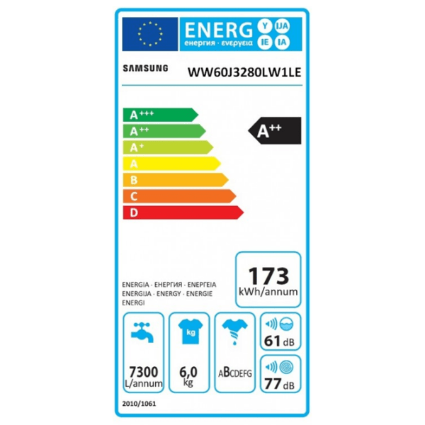 Mașină de spălat Samsung WW60J3280LW1LE White 6 kg, 1200 rpm, A++ photo 6