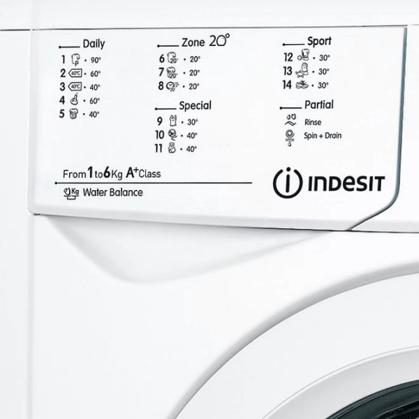 Mașină de spălat Indesit IWSD 60851 C ECO EU White 6 kg, 800 rpm, A+ photo 2