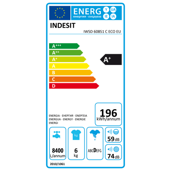 Mașină de spălat Indesit IWSD 60851 C ECO EU White 6 kg, 800 rpm, A+ photo 9