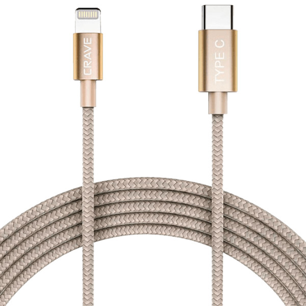 Кабель для телефона CRAVE CRVBLC101 Lightning/ USB Type-C Золото  photo 1