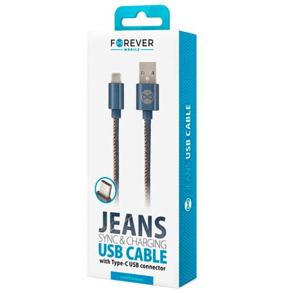 Кабель для телефона Forever Jeans USB Type-A/ USB Type-C Синий  photo 2