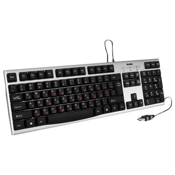 Tastatură Sven Comfort KB-S300 Silver Home and Office, Cu fir photo 2