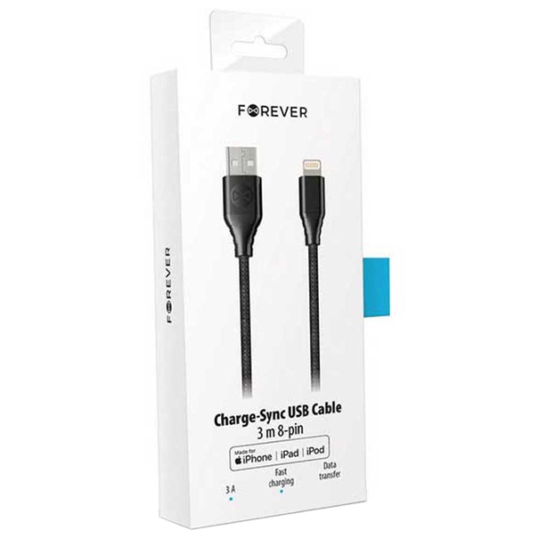 Forever Core USB Type-A/ Lightning Black  photo 2