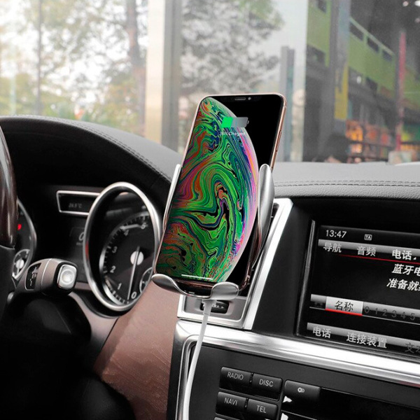 Încărcător auto Hoco CA34 Wireless Silver  photo 7