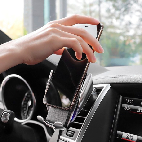 Încărcător auto Hoco CA34 Wireless Silver  photo 8