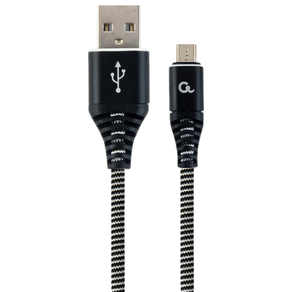 Cablu pentru telefon Cablexpert Cotton USB Type-A/ microUSB Black  photo 1