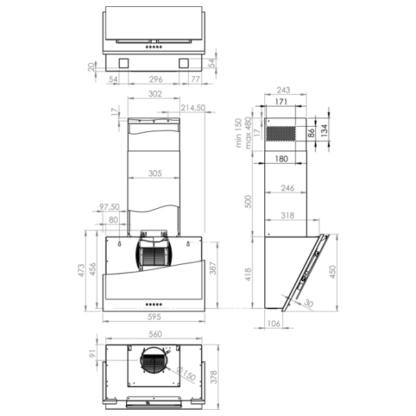 Hotă Gorenje WHI 6 SYW White 60 cm, Recirculare, 650 m³/h photo 6