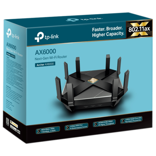 Wi-Fi Router TP-Link Archer AX6000 Black Versiune Wi-Fi: 802.11 ax photo 4