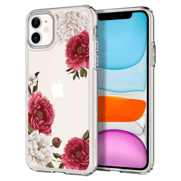 Husă pentru smartphone Apple iPhone 11 (Floral) Transparent Red Spigen, TPU, Back photo 1