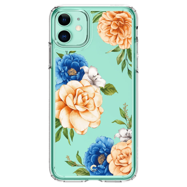 Husă pentru smartphone Apple iPhone 11 (Floral) Blue Transparent Spigen, TPU, Back photo 1