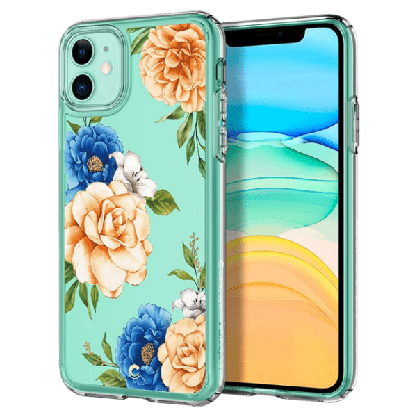Husă pentru smartphone Apple iPhone 11 (Floral) Blue Transparent Spigen, TPU, Back photo 3