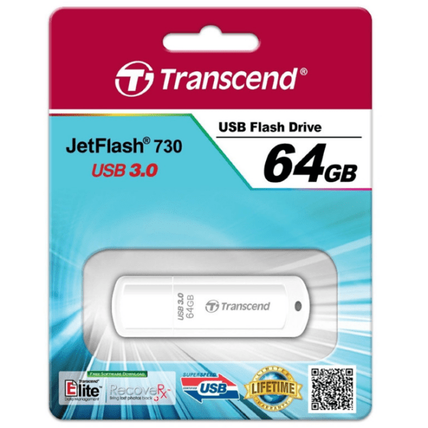 USB Flash Transcend JetFlash 730 64 GB White USB 3.0, Plastic photo 6
