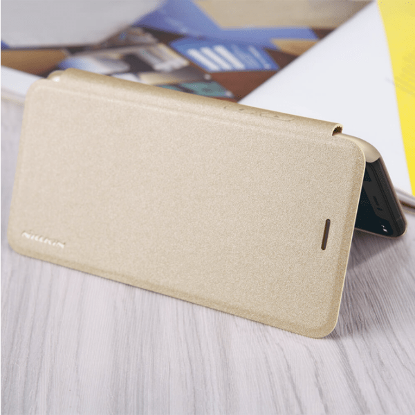 Husă pentru smartphone Apple iPhone XS (Sparkle) Gold Nillkin, Piele, Book Cover photo 4
