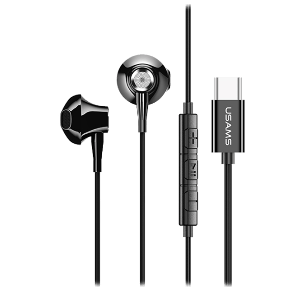 Căști USAMS EP-25 Type-C Black Cu fir / Personal / In ear photo 1