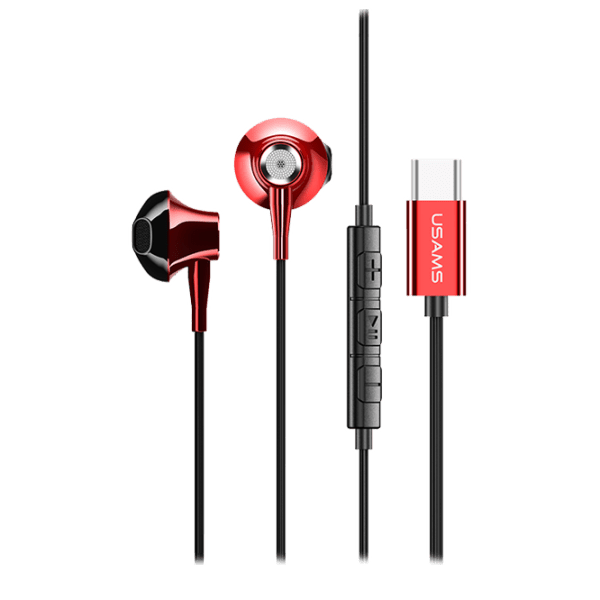 Căști USAMS EP-25 Type-C Red Cu fir / Personal / In ear photo 1