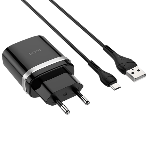 Сетевое зарядное устройство Hoco C12Q Type-C (18 Вт) Черный  / Черный photo 1