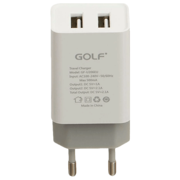 Încărcător de rețea Golf GF-U206 (10 W) White 2.1 A / White photo 1