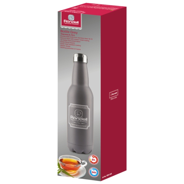 Sticlă termică Rondell Bottle RDS-841 Gray 750 ml photo 2
