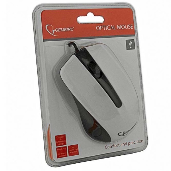 Mouse Gembird MUS-101-W White Cu fir, 1200 dpi photo 4