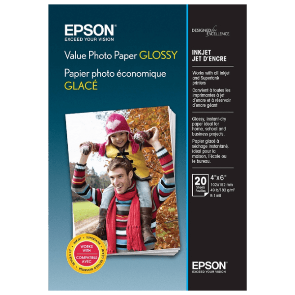 Фотобумага для принтеров Струйный Epson Value Glossy Photo Paper 183 г/ м² (20 листов) Белый Глянец photo 1