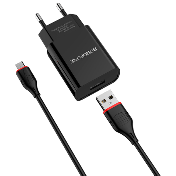 Зарядное уст-во Borofone, Micro USB, BA20A, Черный  photo 1