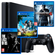 Consolă pentru jocuri Sony Playstation 4 Slim Black + Horizon Zero Dawn + Uncharted 4 + The Last of Us HDD , RAM 8 GB