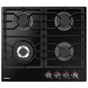 Plită încorporabilă pe gaz Hansa BHKS611301 Black Sticlă călită, Gratare: Fontă