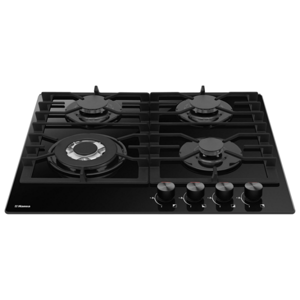 Plită încorporabilă pe gaz Hansa BHKS611301 Black Sticlă călită, Gratare: Fontă photo 2