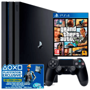 Игровая приставка Sony Playstation 4 PRO Черный + Fortnite Neo Versa Bundle + GTA V HDD , RAM 8 ГБ