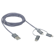 Кабель для телефона Legrand 50693 USB Type-A/ microUSB, USB Type-C, Lightning Серый 