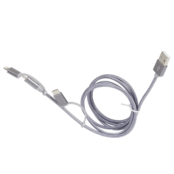 Кабель для телефона Legrand 50693 USB Type-A/ microUSB, USB Type-C, Lightning Серый  photo 3
