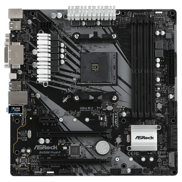 Материнская плата ASRock B450M PRO4-F mATX  photo 1