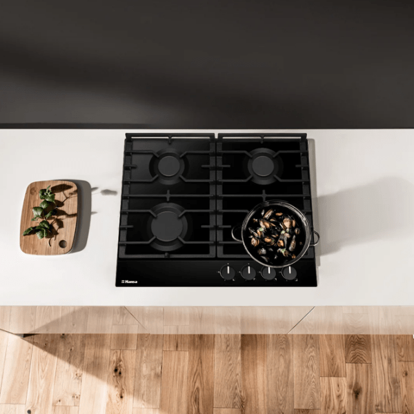 Plită încorporabilă pe gaz Hansa BHGS630301 Black Oțel emailat, Gratare: Fontă photo 5