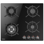 Plită încorporabilă pe gaz Hansa BHKS611700 Black Sticlă călită, Gratare: Fontă