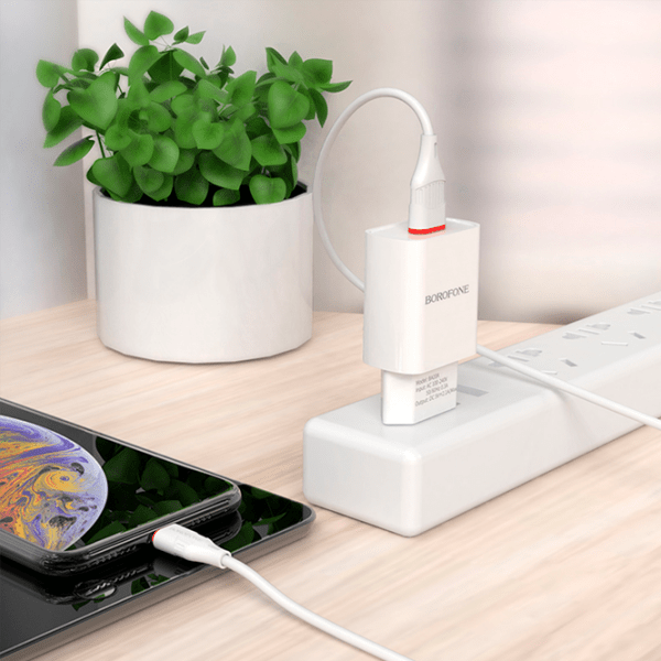 Зарядное уст-во Borofone, USB (8-pin), BA20A, Белый  photo 3