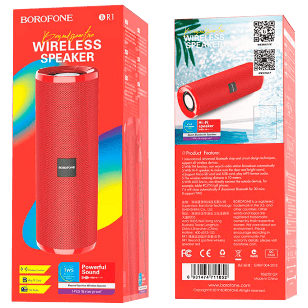 Boxă portabilă Borofone BR1 Red 1 x 5 W photo 4