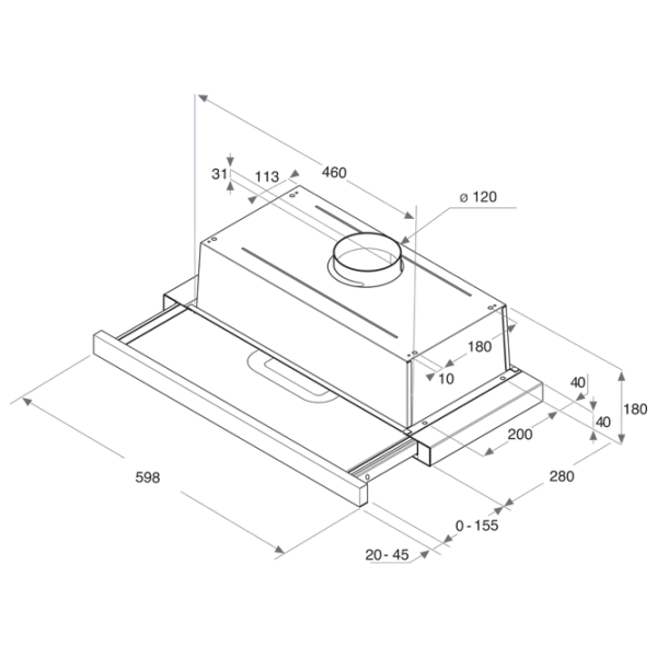 Hotă Indesit H 461 X H2G Inox 60 cm, Recirculare, 304 m³/h photo 3