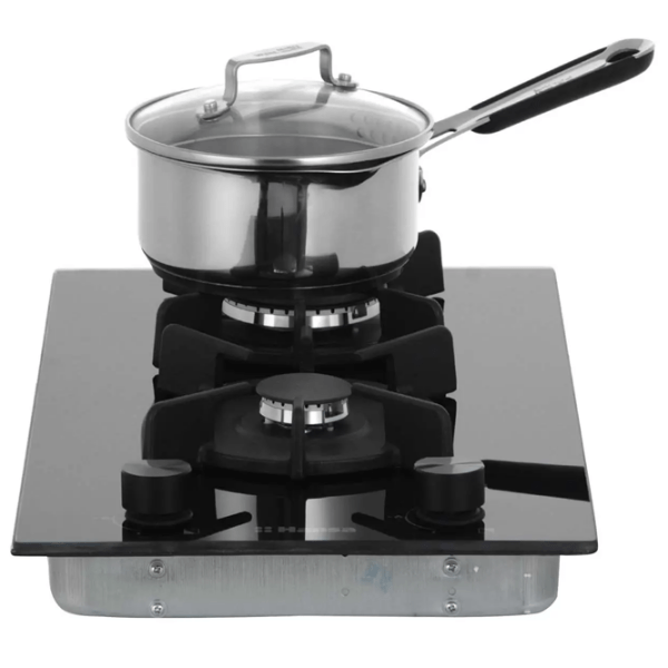 Plită încorporabilă pe gaz Hansa BHKS310300 Black Sticlă călită, Gratare: Fontă photo 5