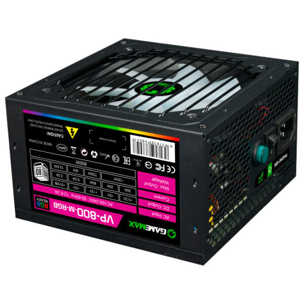 Sursă de alimentare ATX 12V 2.3 Gamemax VP-800-RGB-M 800 W Black  photo 4